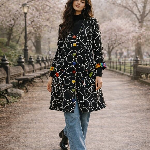 Platinum By Dorothy Schoelen Dresses & Skirts - Vintage Platinum by Dorothy Schoelen Funky Heart Button Artsy Coat Dress Medium